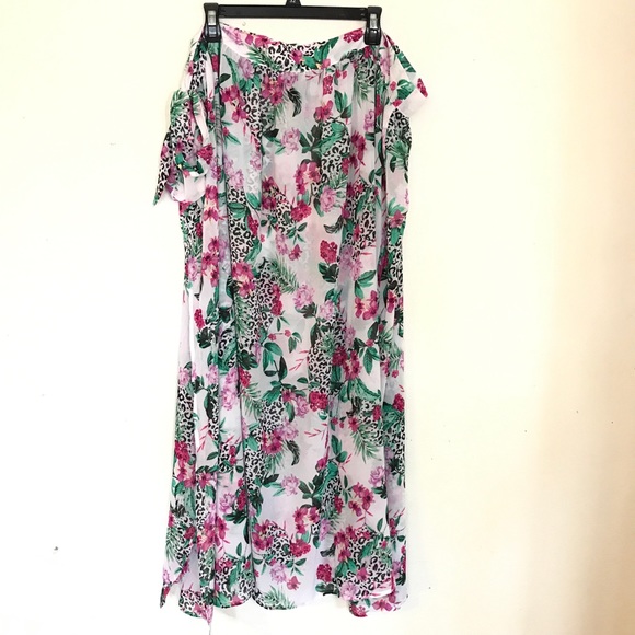 Torrid White Tropical Leopard Chiffon Sarong Swim - Picture 5 of 8